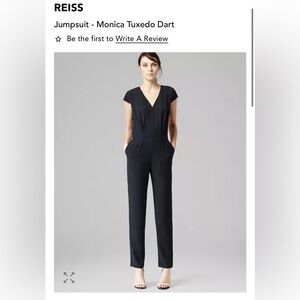 Reiss Monica Tuxedo Dart Jumpsuit Size 2 Navy
